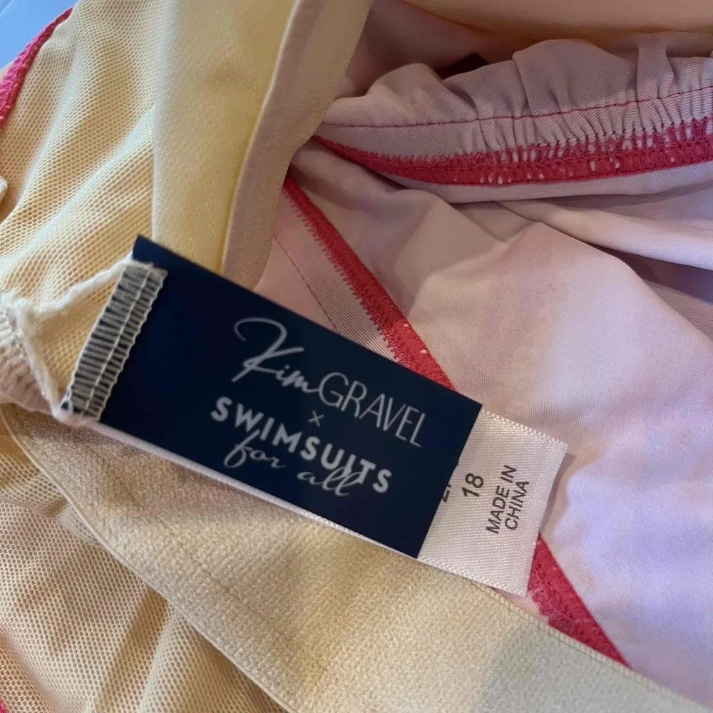 New NWOT‎ Kim Gravel QVC Pink Swimwear Halter Neck Striped Pattern Tankini Sz 18